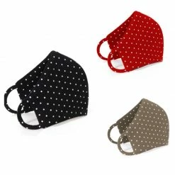 Set Of 3 Face Masks Polka Dots Black, Beige, Red By Aggi