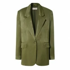 Bellamy Satin Olive Branch Blazer By Aggi