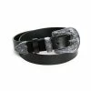 Black Leather Belt With One Silver Ornament Buckle By Aggi