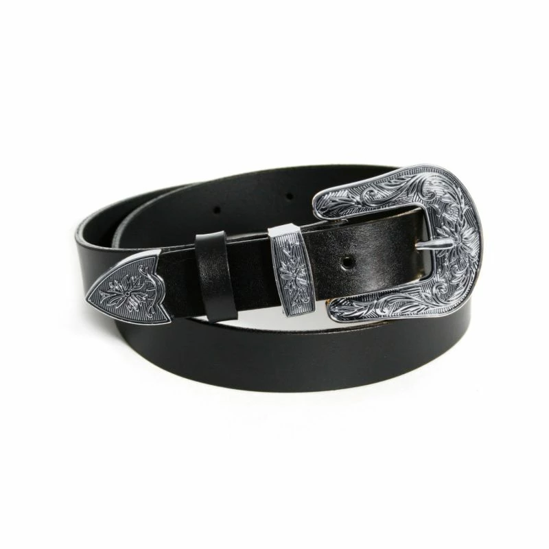 Black Leather Belt With One Silver Ornament Buckle By Aggi 3 Black Leather Belt With One Silver Ornament Buckle By Aggi