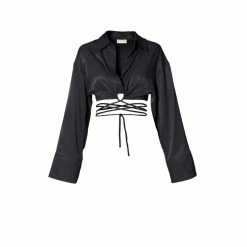 Lauren Glossy Black Blouse By Aggi