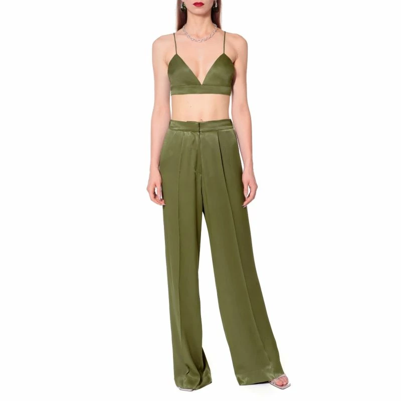 Jessie Satin Olive Brach Trousers By Aggi 5 Jessie Satin Olive Brach Trousers By Aggi - Image 3