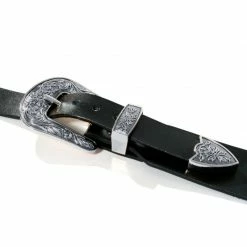 Black Leather Belt With Two Silver Ornament Buckles By Aggi -Aggi Elegant Store tk4cpmzw8hl2wzjlyhli