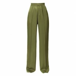 Jessie Satin Olive Brach Trousers By Aggi