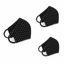 Set Of 3 Face Masks Polka Dots Black By Aggi