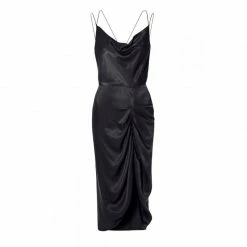 Ava Glossy Black Dress By Aggi